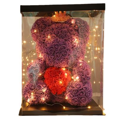 China PE Foam Rose Flower Home Wedding Party Decoration Styrofoam PE 120CM Giant Mini Teddy Rose Flower Bear Gift Box Low MOQ for sale