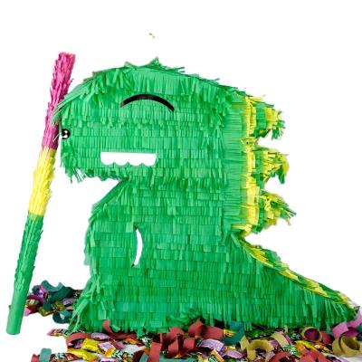 China Kids Birthday Party Supplies High Quality Photo Props Woodland Design Pinata For Candy Paper Pinata Or Toys Green Dinosaur for sale