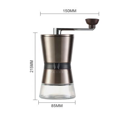 China Viable Customized 304 Stainless Steel Portable Manual Ceramic Coffee Grinder Mill With Adjustable Conical Burr for sale