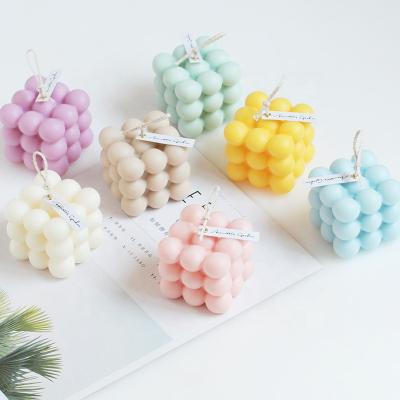 China Amazon Hot Sale Colorful Soy Wax Organic Bubble Perfume Cube Scented Candles Gift Set Box For Party Favor for sale