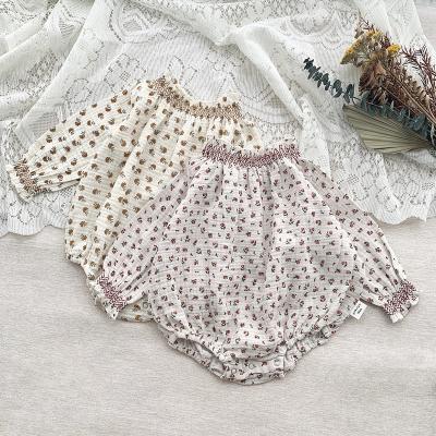 China Cotton 100% 2023 Spring And Floral Princess Romper For Girls Cotton Lace Romper Autumn Baby Kids Girls Clothes for sale