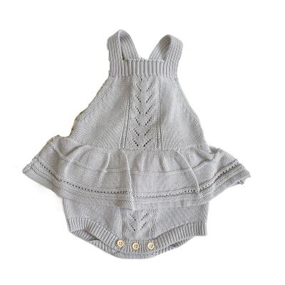 China Overall 100% Hot Selling Ins Cotton Baby Girl Sweater Strap Jumpsuit Chunky Knit Baby Sweater Rompers For Baby for sale