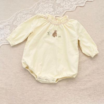 China 100% Cotton Girls Spring and Autumn Rabbit Patterns Embroidered Baby Rompers for Infant Kids for sale