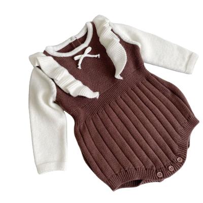 China 2023 Winter Girls Baby Clothing Long Sleeve Knitter Sweater Triangle Romper 100% Cotton For Babies Romper for sale