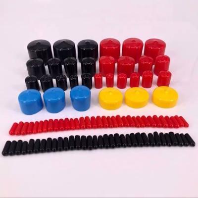 China Rubber Bushing High Voltage Tube End All Kinds Of Size ID Vinyl Round Tube Bolt Cover Net Protectors Red/Black/Blue for sale