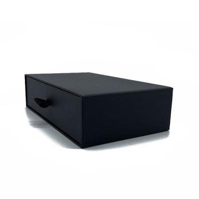 China Biodegradable Custom Luxury Black Cardboard Drawer Gift Box Sliding Packaging Box for sale