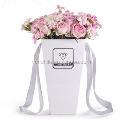 China Hand Holder Cone-Shape Flower Box Ladder Handmade Flower Tray Box / Bouquet Container for sale