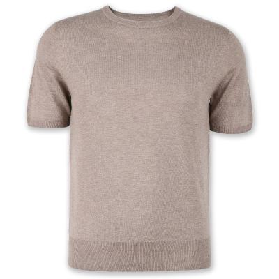 China Wholegarment 20ALSM012 Seamless Men's Short Sleeve Pullover Knitwear Sweater Breathable Round Neck Wool Sweater Knitted Clothes for sale