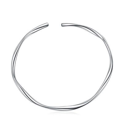 China FASHIONABLE 925 Sterling Silver Jewelry Women Twisted Mobius Irregular Open Bracelet for sale