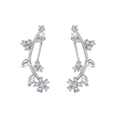 China 925 Sterling Silver Cubic Zirconia Flower Earrings Cufflink Romantic Earrings for sale