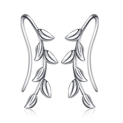 China Best Gift Fashion 925 Sterling Silver Earrings Jewelry Leaf TRENDY Ear Clip For Women for sale