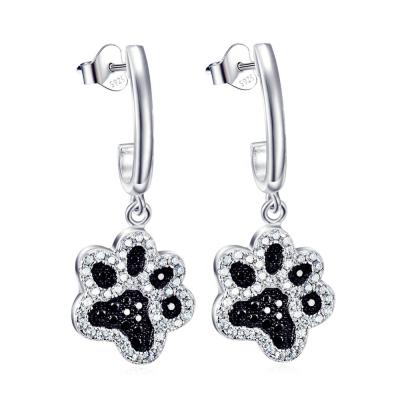 China Nickel Free Lead Dog's Paw Paw 925 Sterling Silver Footprint Shaped Beautiful Silver Earrings Women Earrings Jewelry for sale