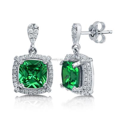 China Lead and Nickel Free Old Style Diamond Stud Earrings Factory Direct Green Big Sale 925 Sterling Silver Earrings Jewelry for sale