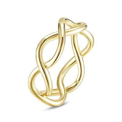 China CLASSIC 925 Sterling Silver Gold Plated Infinity Ring Criss Cross Endless Love Ring for sale