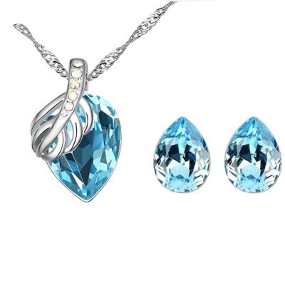 China Lead and Nickel Free Wholesale 925 Sterling Silver Sapphire Crystal Brazilian Jewelry Set for sale