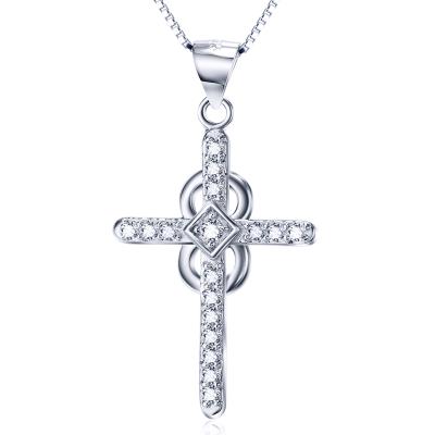 China 925 Sterling Silver Religious Infinity Cubic Zirconia Cross Pendant Necklace For Gift for sale