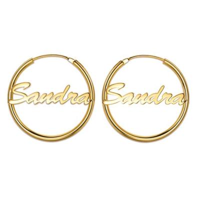 China Fashionable Temperament FASHIONABLE Earring 925 Sterling Silver Name Circle Earring Personalized Custom Gift for sale