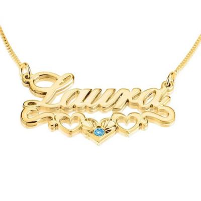 China FASHIONABLE Personalized Script Letter Nameplate Necklace Initial Gold Zircon Cubic Necklace for sale