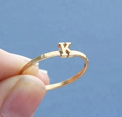 China TRENDY Personalized Initial Stacking Women Finger Custom Gold Plated Alphabet Letter Initial Ring for sale