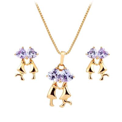 China Romantic Cut 18k Gold Plated Purple Gemstone 925 Sterling Silver Jewelery Set for sale