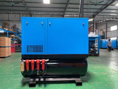 China Oil Lubricated Rotary Screw Compressor Combined VSD Tank Mounted With Dryer for sale