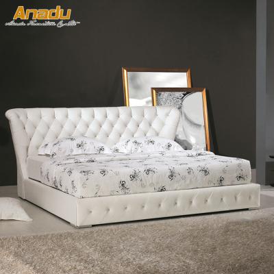 China Soft bed soft bed newly embed white leather classic craystal soft bed in china for sale