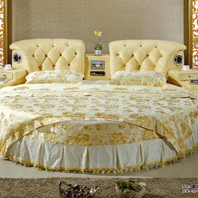 China Modern Soft Bed Bed Bedroom Furniture , PU Leather PVC Faux TV Round Bed YZA round2 for sale