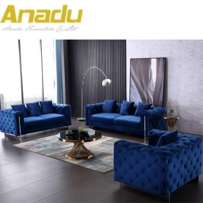 China Luxury color change color staines legs steel chest sized fabric group sofa for sale