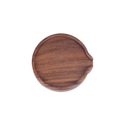 China Wooden Viable Walnut Solid Wood Dinner Dish Around Tea Dish Fruit Saucer Tea Saucer Solid Wood Dessert Cutlery Set Dish Set for sale