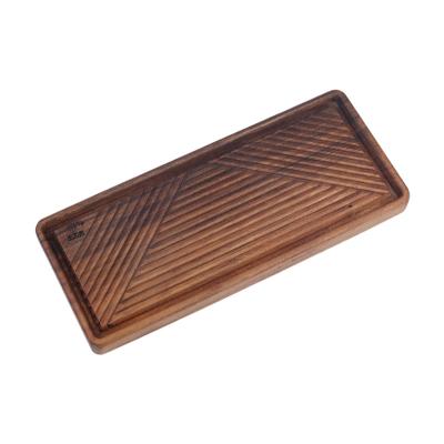 China Non-slip Insulated Wooden Tea Mat Drink Mat Creative Rectangular Solid Wood Coaster Mat Walnut Viable Tea Coaster FC-MCT1 for sale