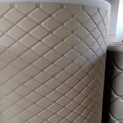 China Waterproof 1.6m Width 5mm Sponge Stitching Leather Stitching Leather Upholstery For Car Seats China PVC Sponge Leather for sale