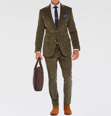 China Half Made Anti-Shrink Tailored Canvas Suits Olive Corduroy Suit Bespoke Mens Suits for sale