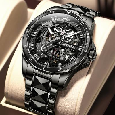 China Alarm Hollow Waterproof Men's watches Stainless Steel AutomaticMechanical Watch for sale