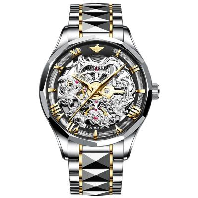 China Alarm OEM Watch Luxury Skeleton Wristwatches Double Display Custom Logo Men's Automatic Mechanical Watches for sale