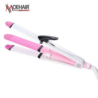 China Hotel Wholesale Popular Custom Made 2 in 1 Hair Curler Crimper and Straightener Easily Use Switchable Flats Hair Curling Iron for Travel for sale