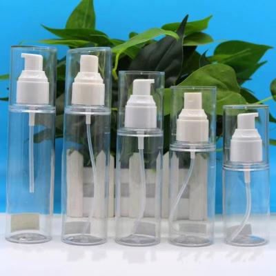 China Personal Care 80ml in 130ml Vacuum Pump Clear Round Lotion Plastic Bottle Refilling Travel Bottle Skin Care Cosmetic Bottle for sale