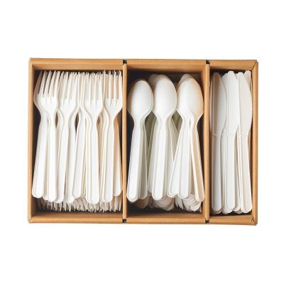 China ECO Cornstarch Wheat Straw Compostable Plastic Disposable Biodegradable Cutlery Bio-based Reusable Bio-plastic Cutlery CPLA for sale