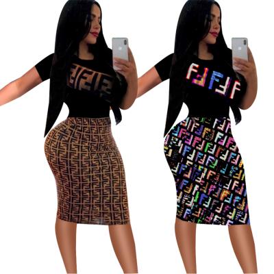 China 2022 European and American summer new short sleeves anti-static stitching printing F dress nightclub skirt dress for sale