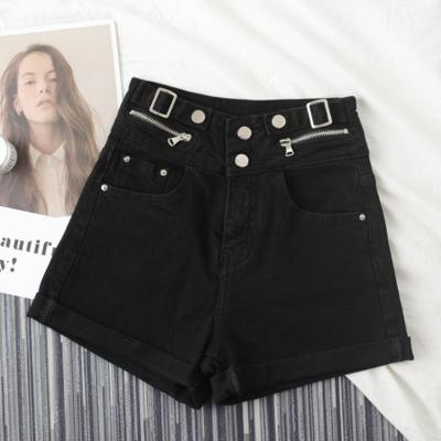 China X-Mier Viable 2022 Summer Customized Lady Zipped Button Black Women Jeans Girls Fashionable Casual Shorts for sale