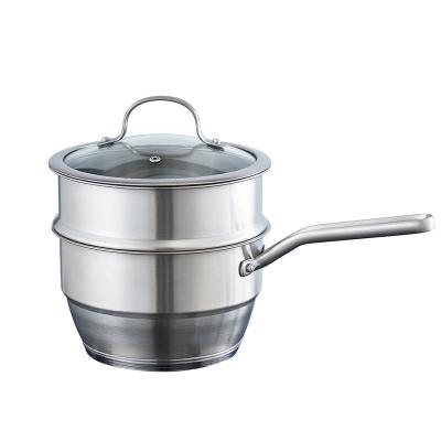 China Sustainable original manufacture stainless steel double pot cooking cookware pot with handle for sale