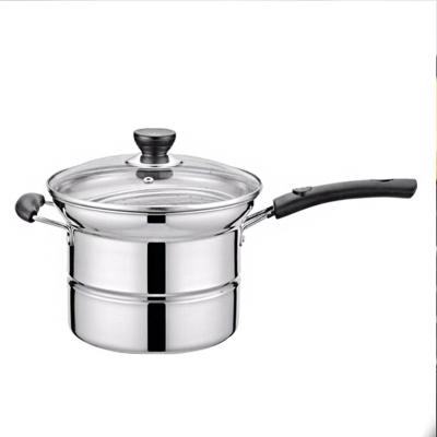 China Sustainable original stain stainless steel noodle pot cooking cookware double bottom noodle pot for sale