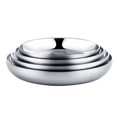 China Wholesale Japanese Style Stainless Steel Double-Layer Round Stainable Bowls And Dishes for sale