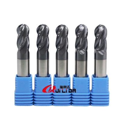 China Carbide RLD HRC50 R6 12mm 4 Flutes Carbide Ball End Mill R6x75mm CNC Milling Cutter For Steel for sale