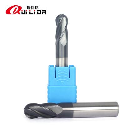 China Good Quality HRC50 Carbide CNC End Mills Carbide 4 Flute Ball Nose Cutter High Efficiency Coated For Steel for sale