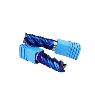 China Endmill Solid Square Fresas End Mill 4 Flute Solid Square Fresas HRC65 Carbide Coating CNC Blue Nano Milling Cutter for sale