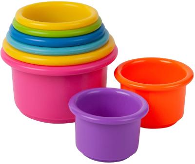 China Eductional Preschool Toys Rainbow Stacking And Bpa Free Plastic Stacking Cups Baby Stack Up Cups Baby 8pcs/set for sale