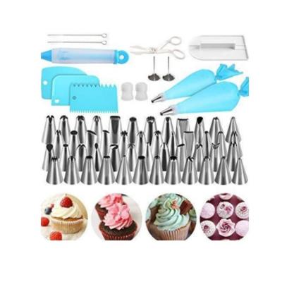 China Sustainable Cake Tools Supplies With Icing Tips Turning Turntable And Accessories 62 Pcs Cake Decorating Tools for sale