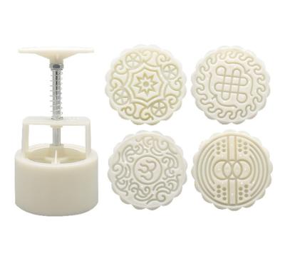 China Sustainable Moon Cake Mold Set Plastic Moon Cake Hand-Pressed Printing 100g for sale