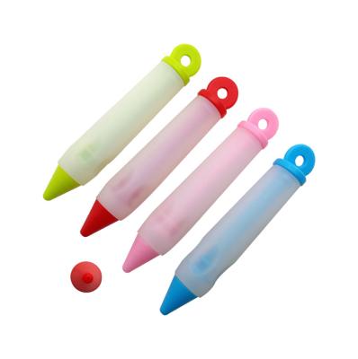 China Viable Silicone Cake Cookie Pastry Icing Decorating Pen Syringe Cream Chocolate Plate Pen for sale