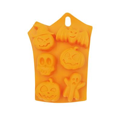 China Sustainable Silicone 6 Hole Cake Silicone Mold Halloween Doll Pumpkin Cake Molds Silicone Molds for sale